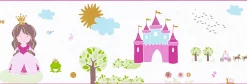 Kinder Bordüre Prinzessin Schloss weiß pink Glanz 35853-2