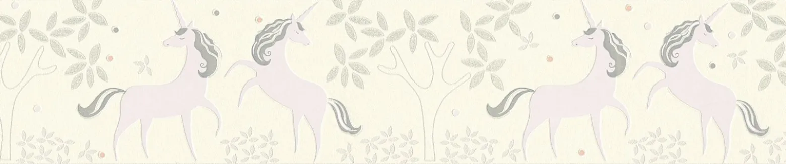 Kinderborte Einhörner Floral weiß flieder Glitzer 36990-2