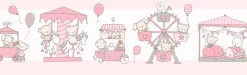 Kinder selbstklebende Borte Hase Bär weiß rosa 102402