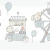 Kinder selbstklebende Borte Hase Bär weiß grau 102403