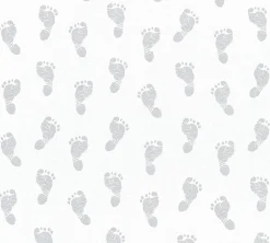 Kindertapete Baby Fußabdruck weiß silber Glanz 35863-1