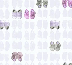 Kindertapete Baby Schuhe weiß rosa 35862-1