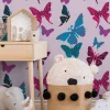 Kindertapete Schmetterlinge rosa blau 93634-2