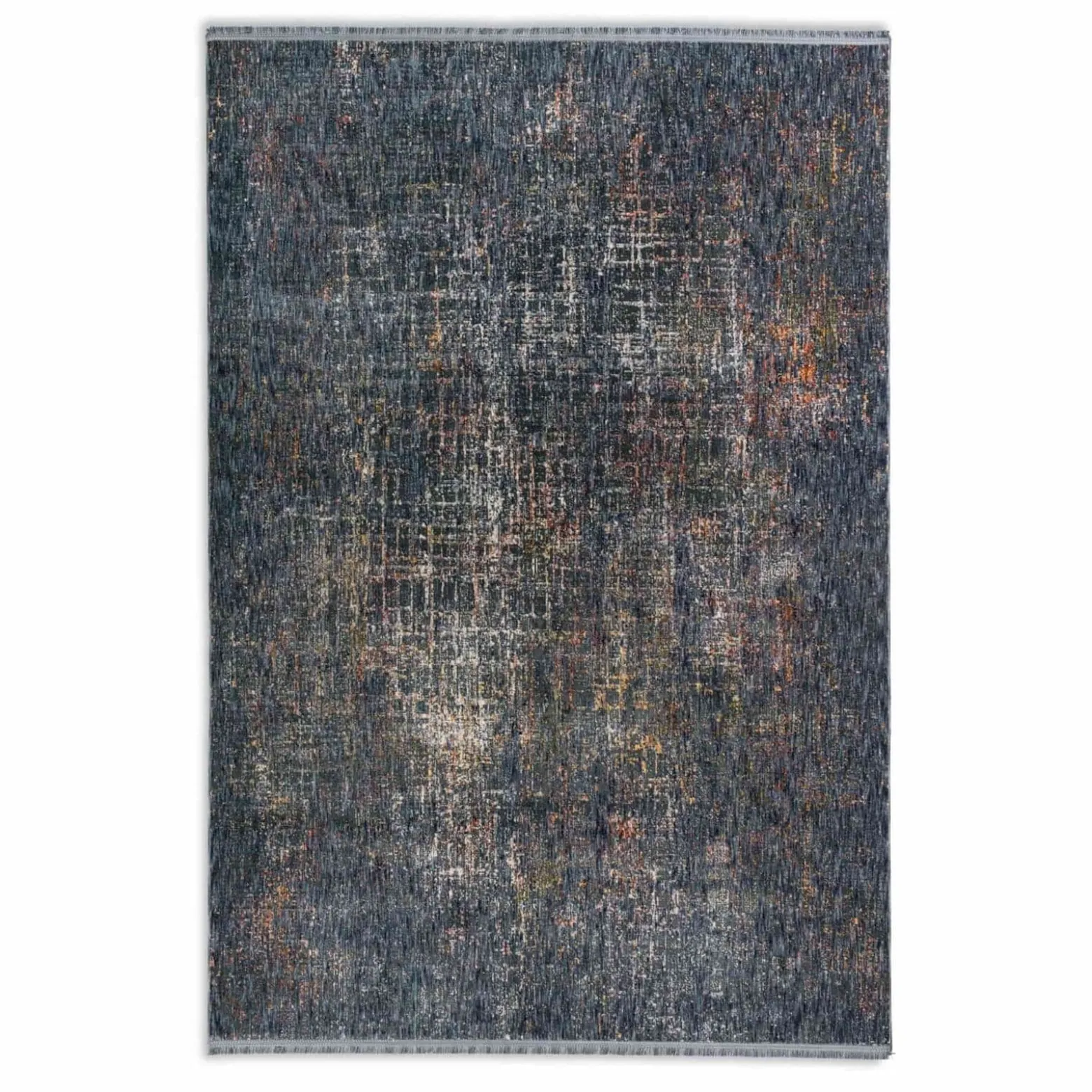 Kurzflor Teppich Gitter blau orange creme Astra Sarezzo
