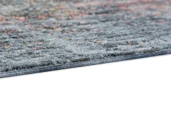 Kurzflor Teppich Gitter blau orange creme Astra Sarezzo