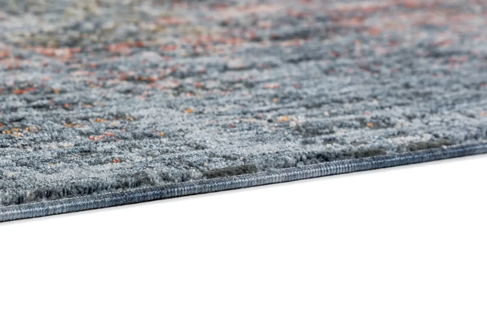 Kurzflor Teppich Gitter blau orange creme Astra Sarezzo