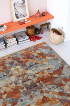 Kurzflor Teppich Schöner Wohnen Dreiecke rot blau Mystik