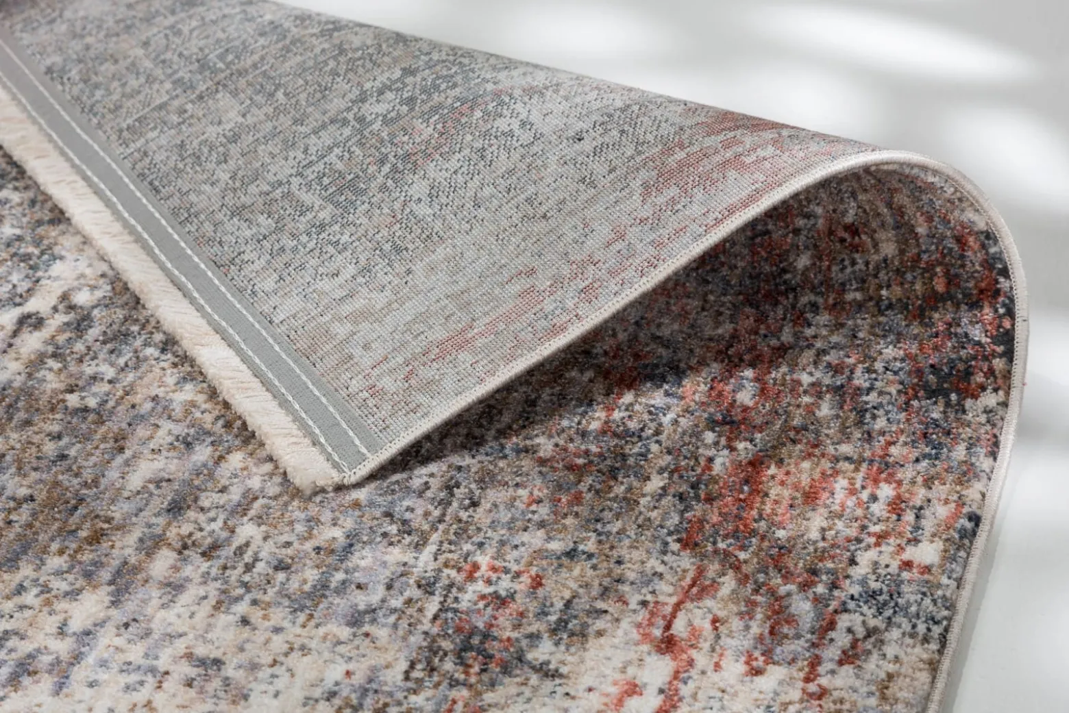 Kurzflor Teppich Shabby Vintage grau beige Astra Sarezzo