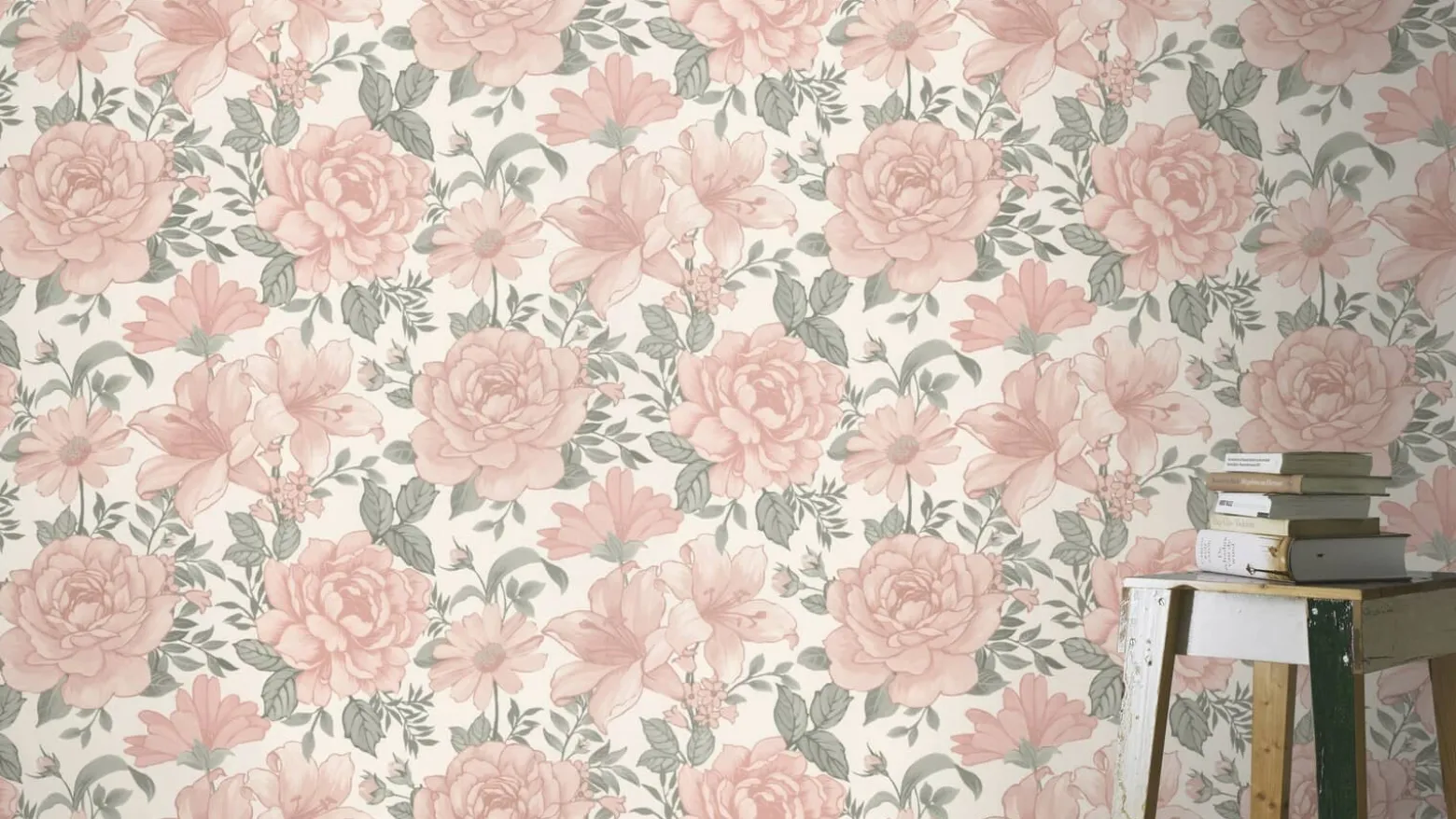 Landhaus Tapete Blumen Beige 252439 Rasch Vlies