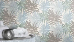 Landhaus Tapete Palmen Blau 252644 Rasch Vlies