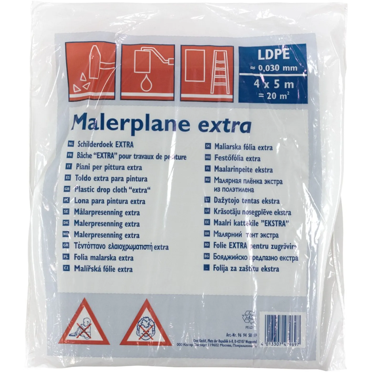 Malerplane Abdeckfolie Bauplane 4x5m 20m² | 30my