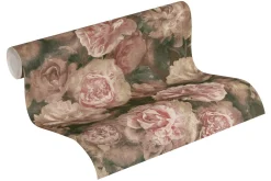Neue Bude Vliestapete Blumen braun rosa grün 37402-2