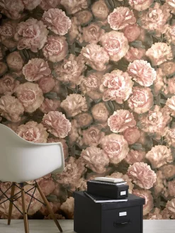 Neue Bude Vliestapete Blumen braun rosa grün 37402-2