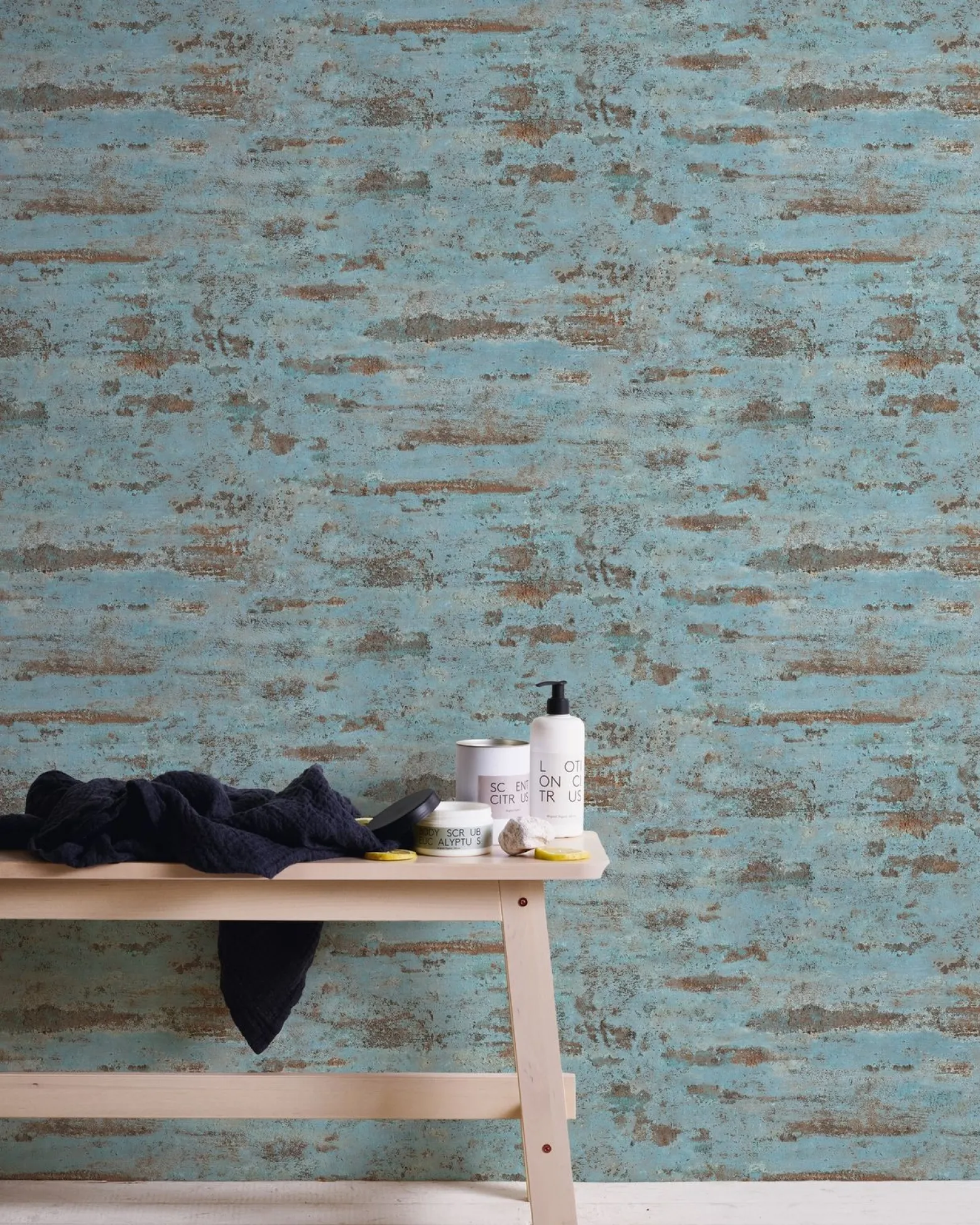 Neue Bude Vliestapete Vintage Mauer blau braun 37415-3