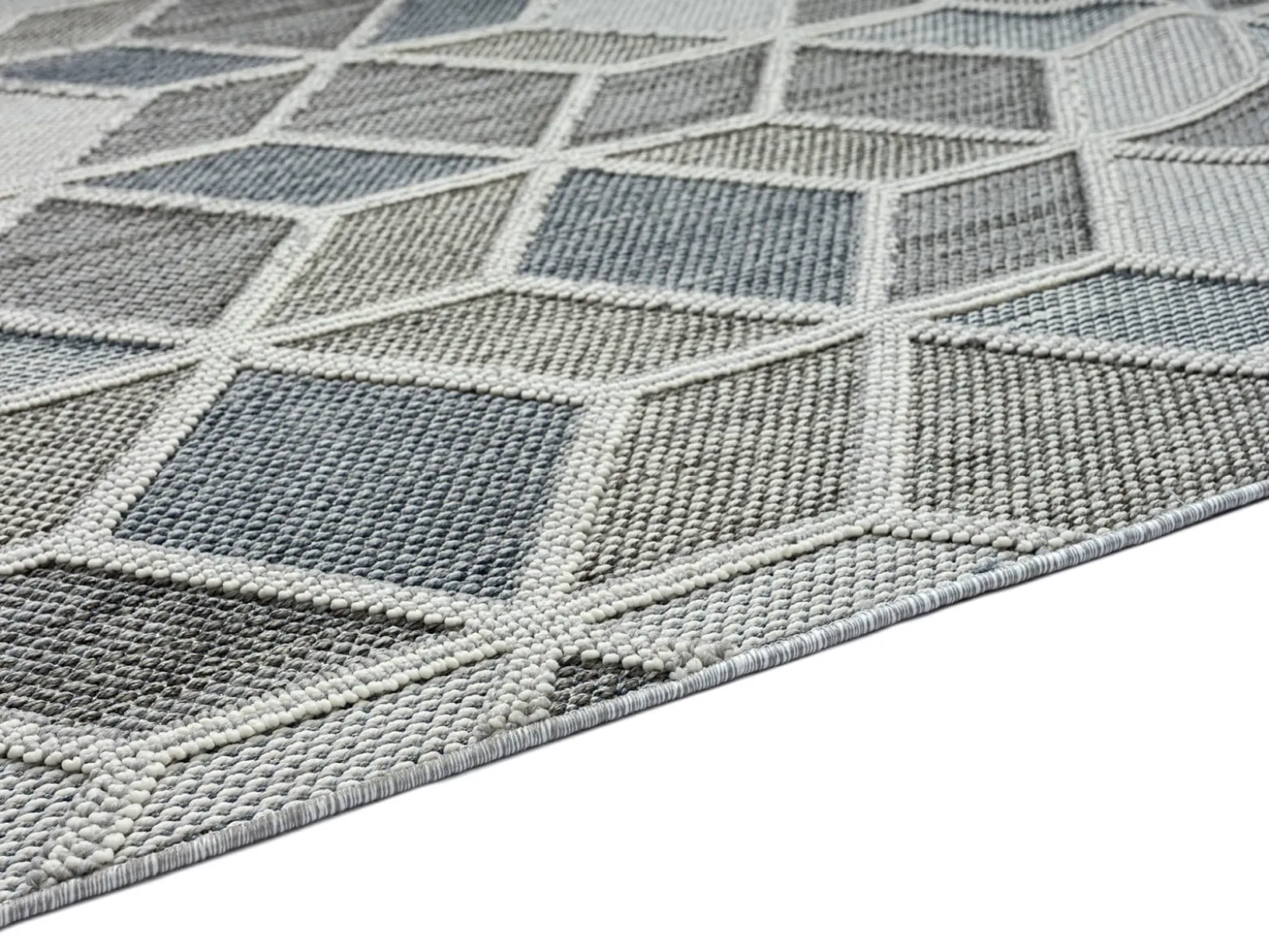 Outdoor Teppich Grafik 3D-Optik blau grau Astra Trevi