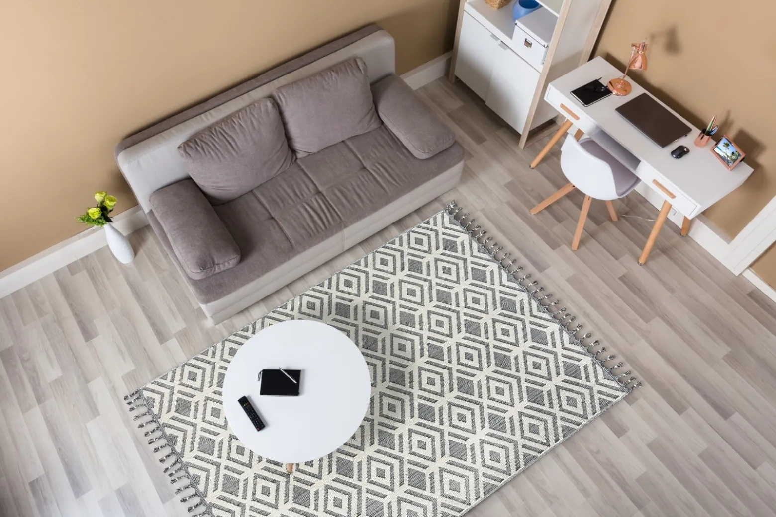 Outdoor Teppich Grafisch Muster grau creme Astra Trevi