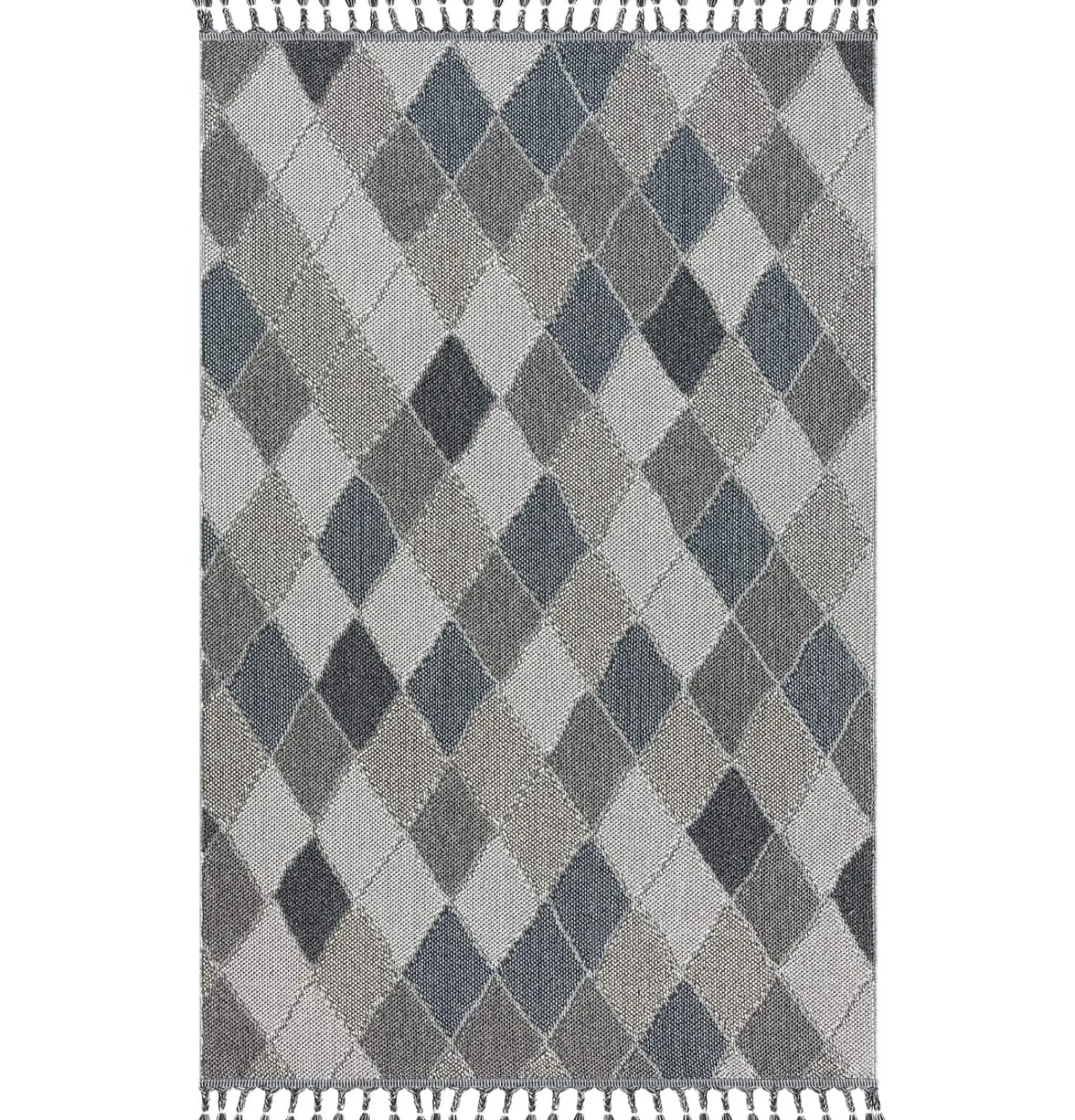 Outdoor Teppich Rauten Muster blau grau Astra Trevi