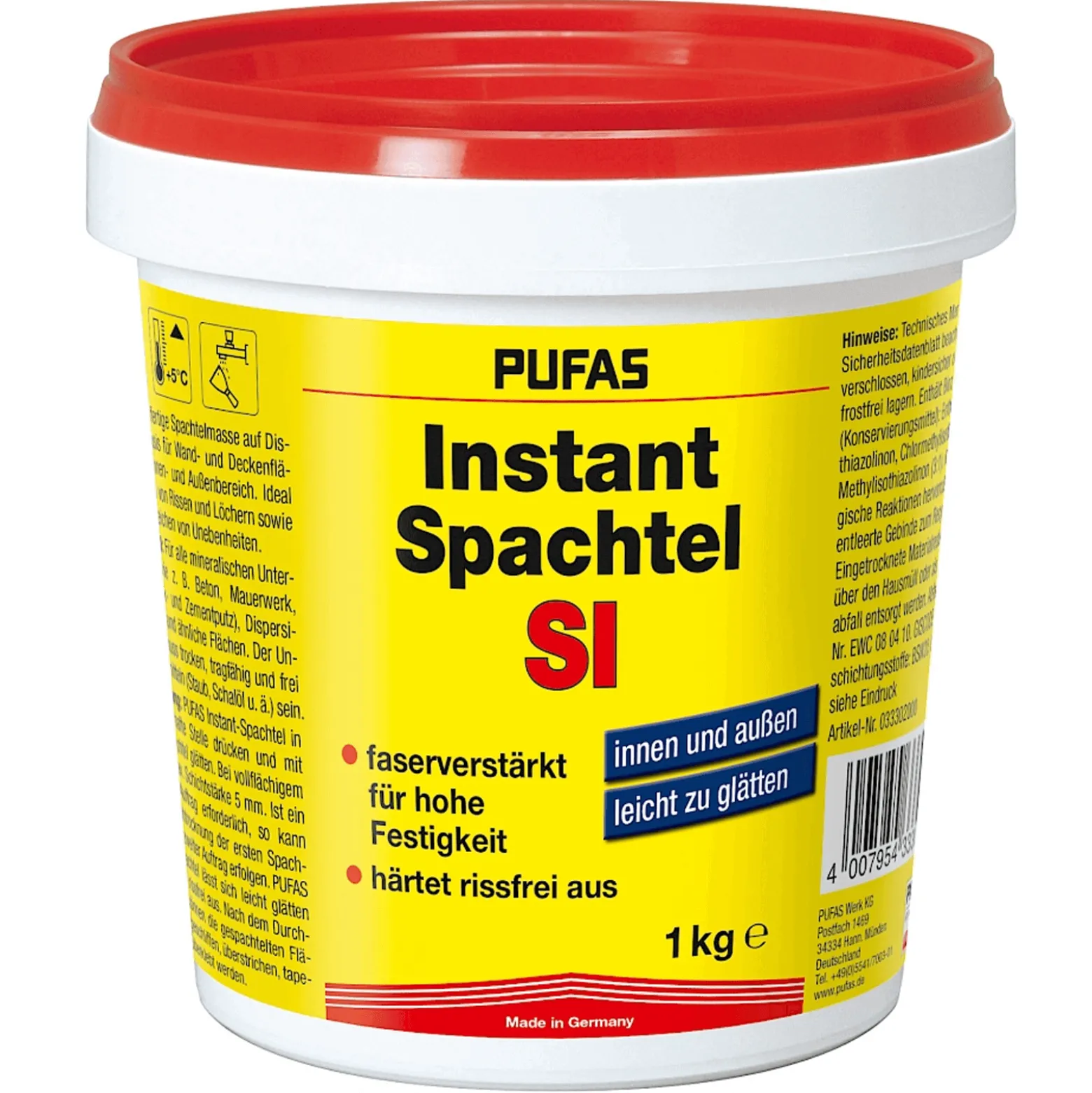 PUFAS Instant-Spachtel SI Filler gebrauchsfertig 1 kg
