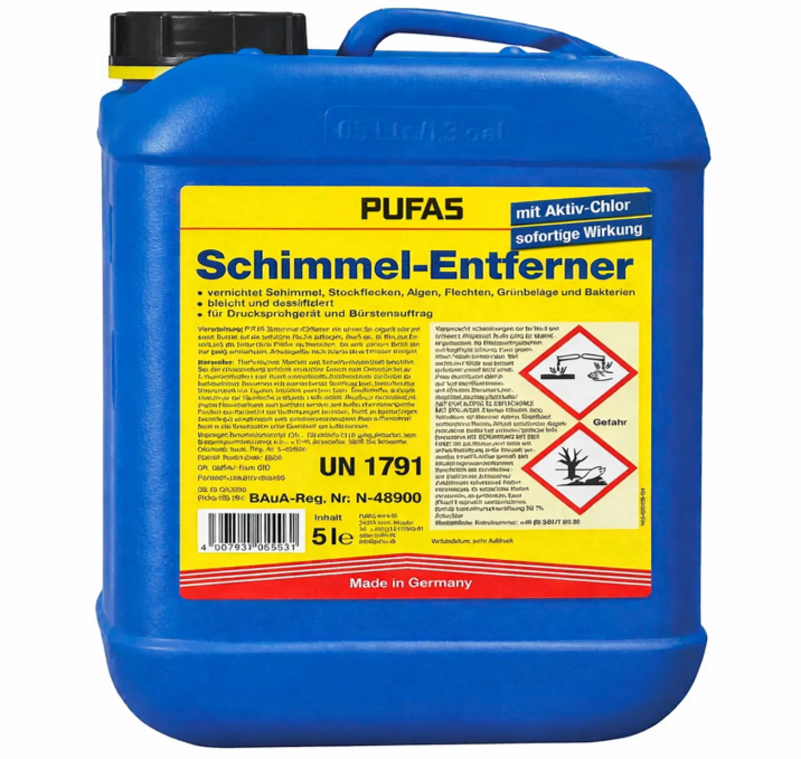 PUFAS Schimmel-Entferner Aktivchlor desinfizierend 5 L