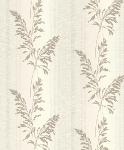 Rasch Vliestapete Blätter Streifen Grau Beige 651027