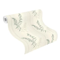 Rasch Vliestapete Blätter Streifen Beige Grün 651003