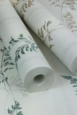 Rasch Vliestapete Blätter Streifen Beige Grün 651003