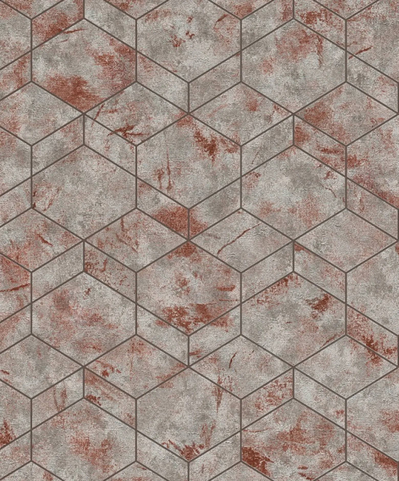 Rasch Vliestapete 3D Cubes Patina silber Metallic 649628
