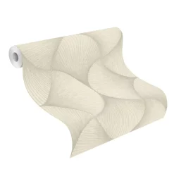 Rasch Vliestapete Fächer Grafik Beige Metallic 608236