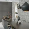 Rasch Vliestapete Fächer Grafik Silber Metallic 608212