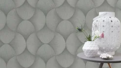 Rasch Vliestapete Fächer Grafik Silber Metallic 608212