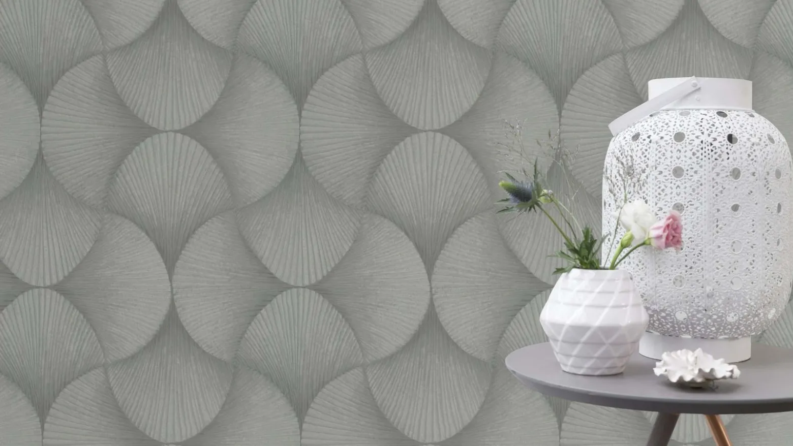 Rasch Vliestapete Fächer Grafik Silber Metallic 608212