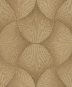Rasch Vliestapete Fächer Grafik Gold Metallic 608243
