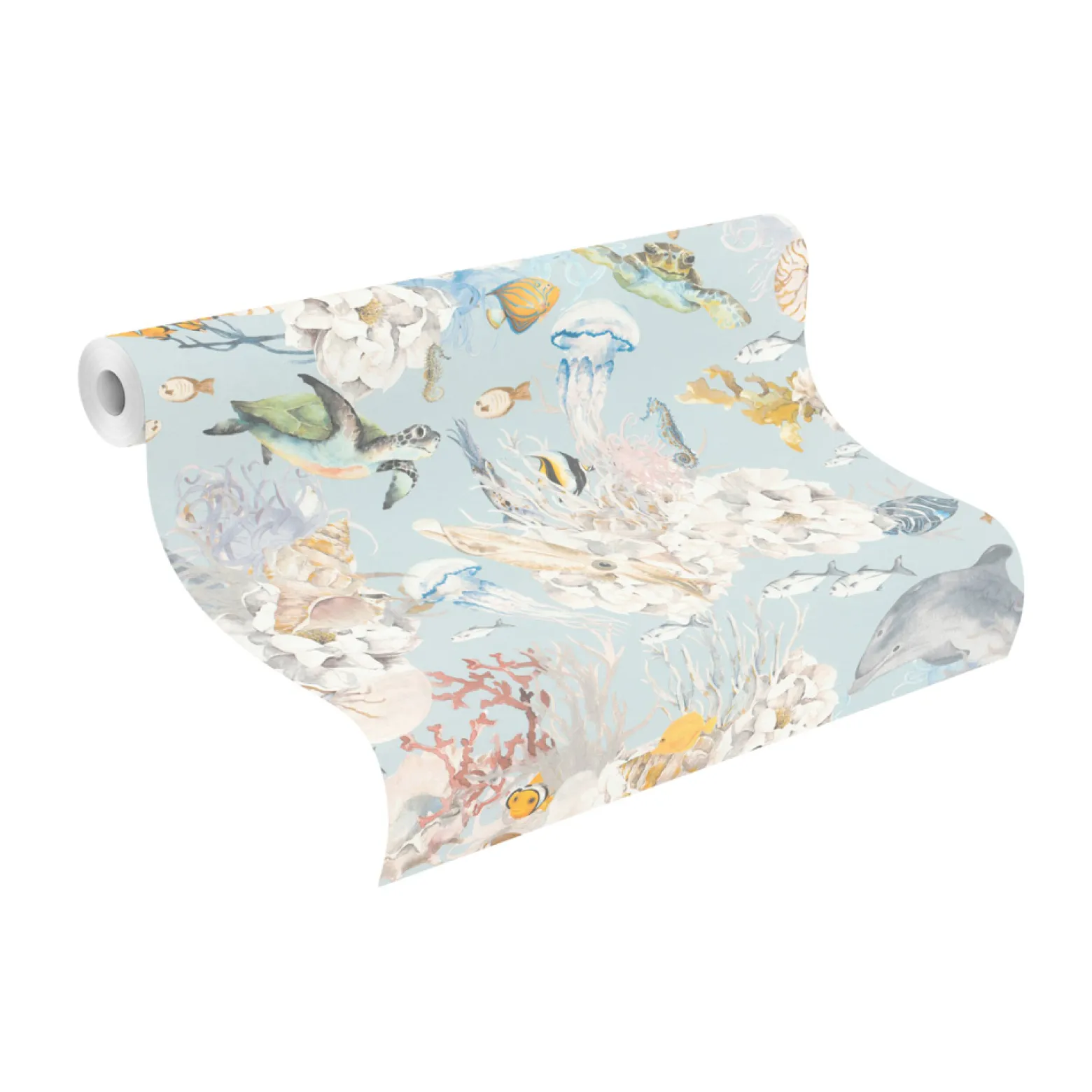 Rasch Vliestapete Fische Korallen Blau Creme 301328