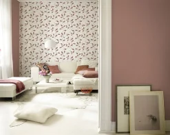 Rasch Vliestapete Floral Blätter rot-braun Glanz 639858