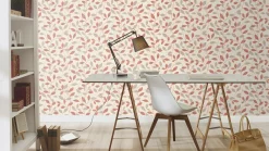 Rasch Vliestapete Floral Blätter rot-braun Glanz 639858