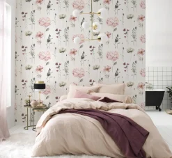 Rasch Vliestapete Floral Blumen Weiß Rosa Grün 300642