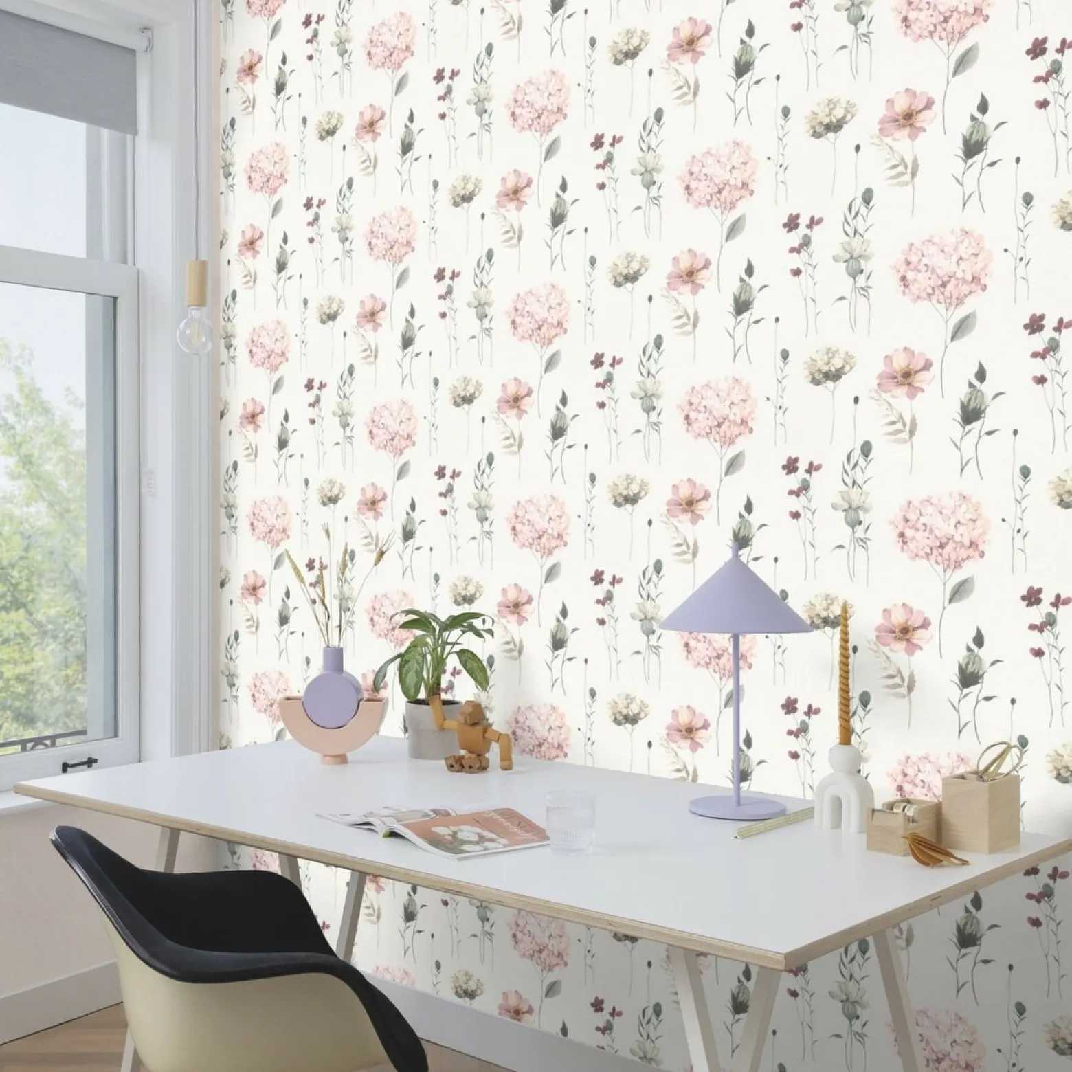 Rasch Vliestapete Floral Blumen Weiß Rosa Grün 300642