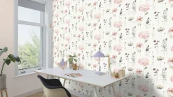Rasch Vliestapete Floral Blumen Weiß Rosa Grün 300642