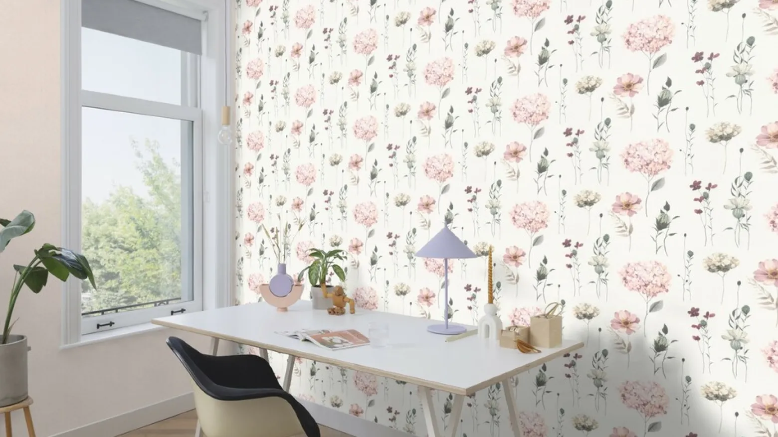 Rasch Vliestapete Floral Blumen Weiß Rosa Grün 300642