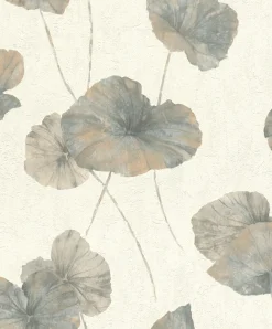 Rasch Vliestapete Floral Seerose blau-grau weiß 458220