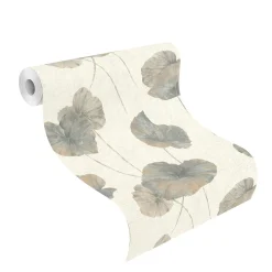 Rasch Vliestapete Floral Seerose blau-grau weiß 458220