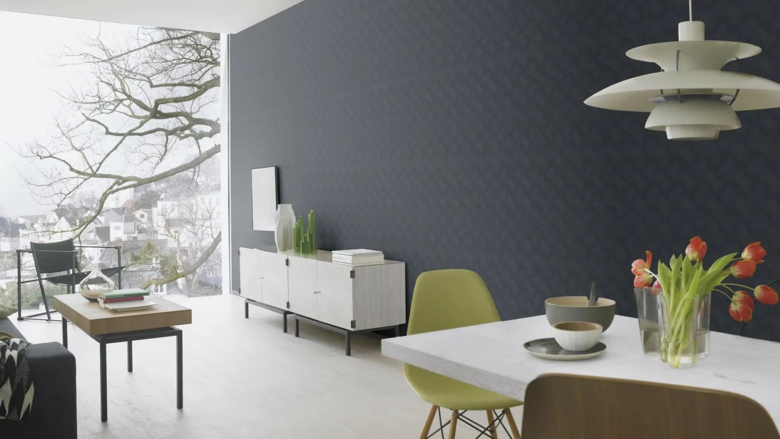 Rasch Vliestapete Grafik Blau Metallic 608113
