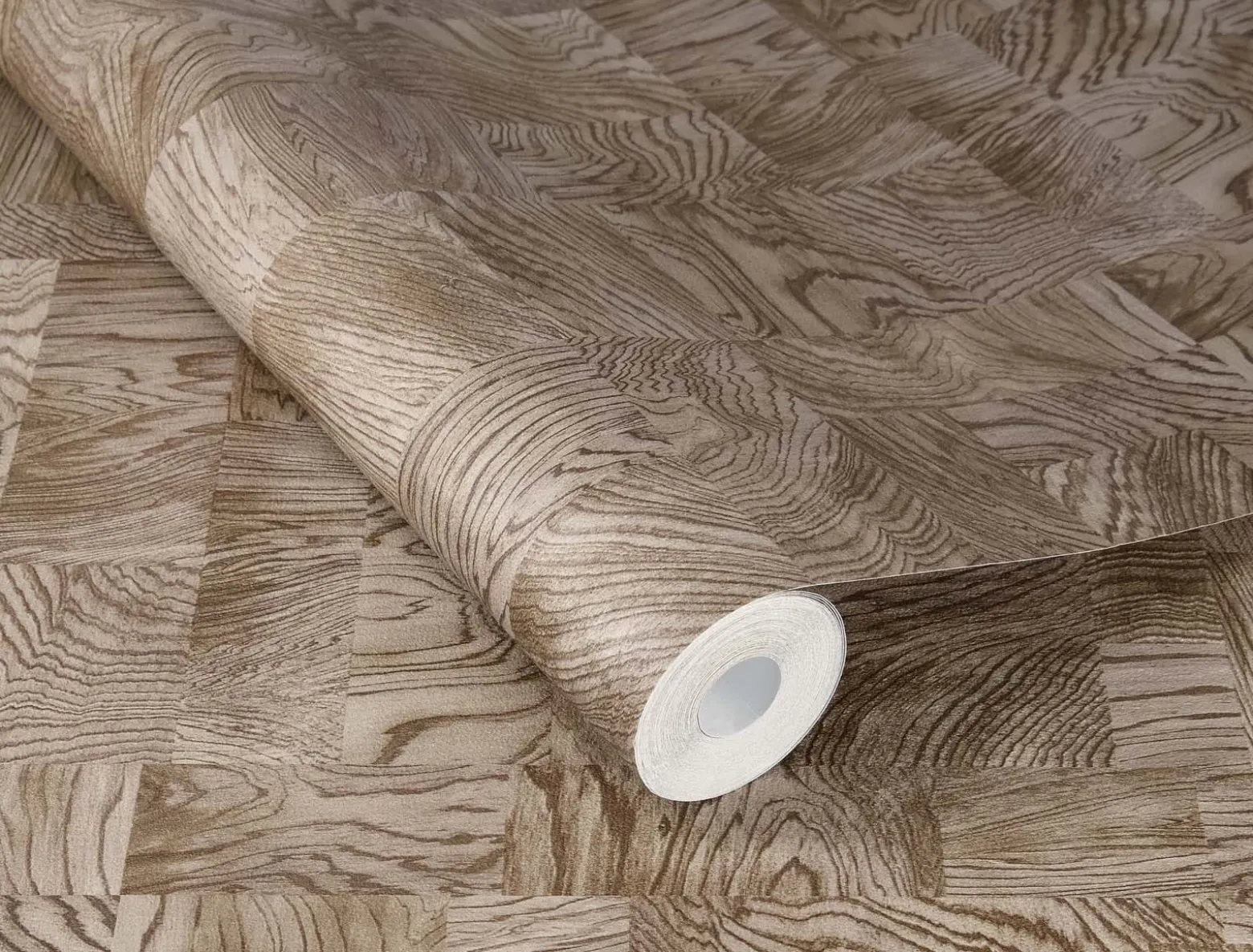 Rasch Vliestapete Holzoptik Mosaik Braun Grau 751659