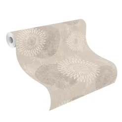 Rasch Vliestapete Kreise Putzoptik Beige Silber 651713