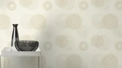 Rasch Vliestapete Kreise Putzoptik Beige Gold 651720