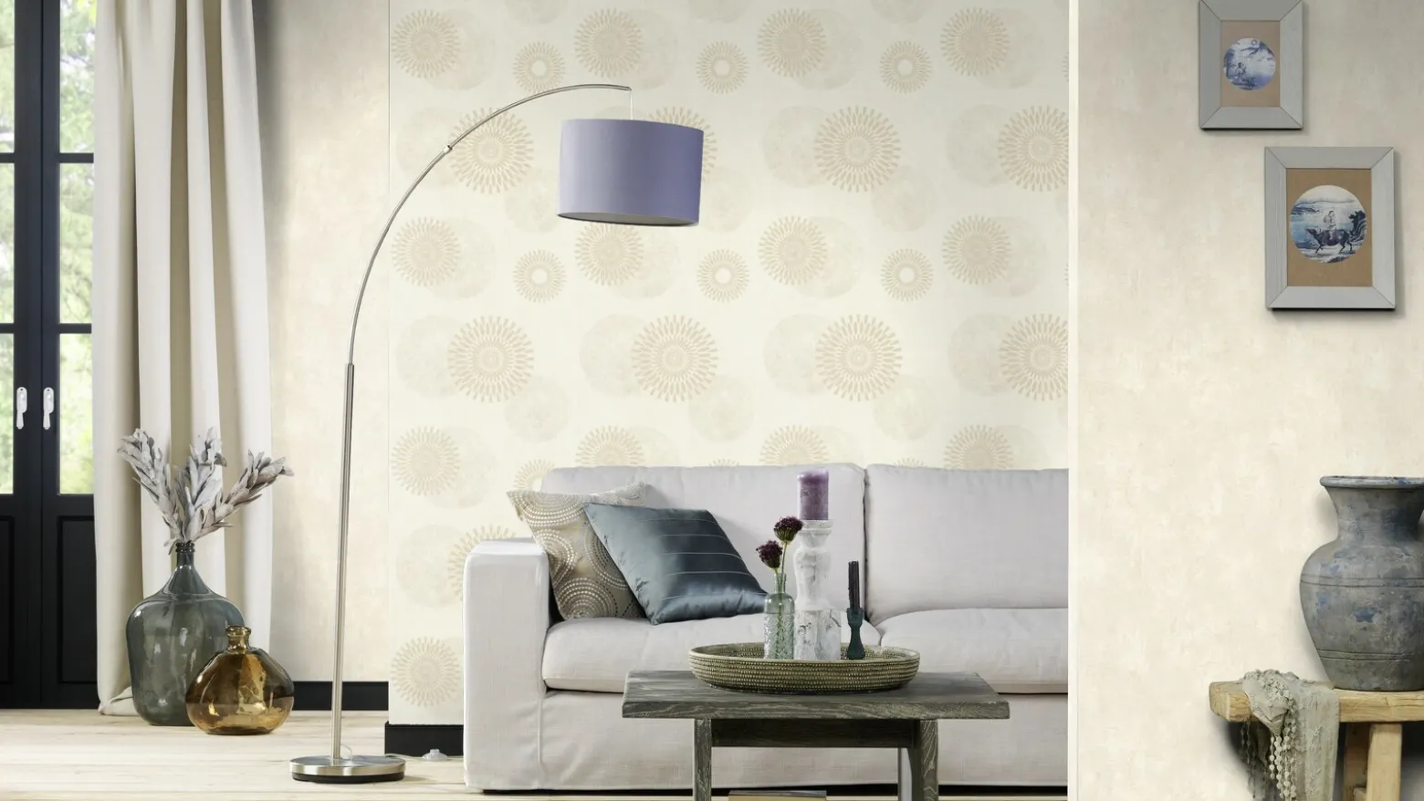 Rasch Vliestapete Kreise Putzoptik Beige Gold 651720