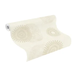Rasch Vliestapete Kreise Putzoptik Beige Gold 651720