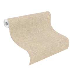 Rasch Vliestapete Krokodil Beige Silber Metallic 751345