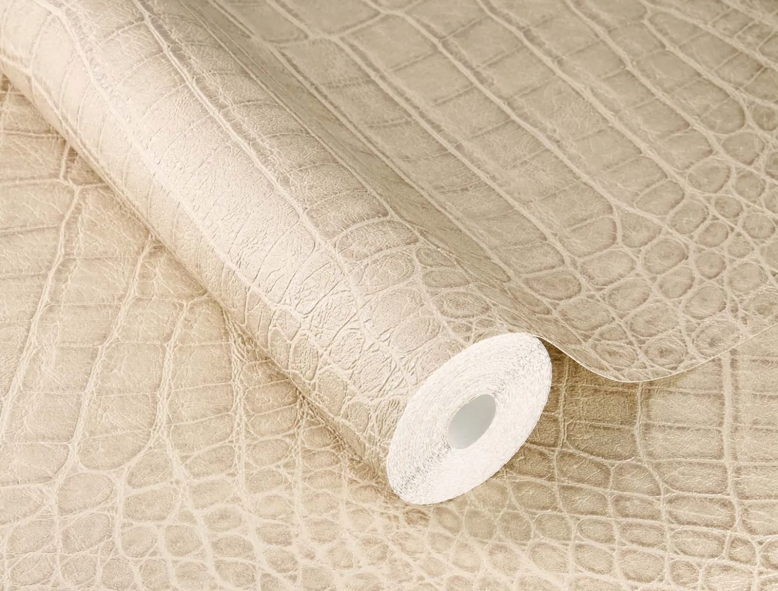Rasch Vliestapete Krokodil Beige Silber Metallic 751345