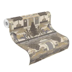 Rasch Vliestapete Orientalisch Tiere Beige Grau 746228